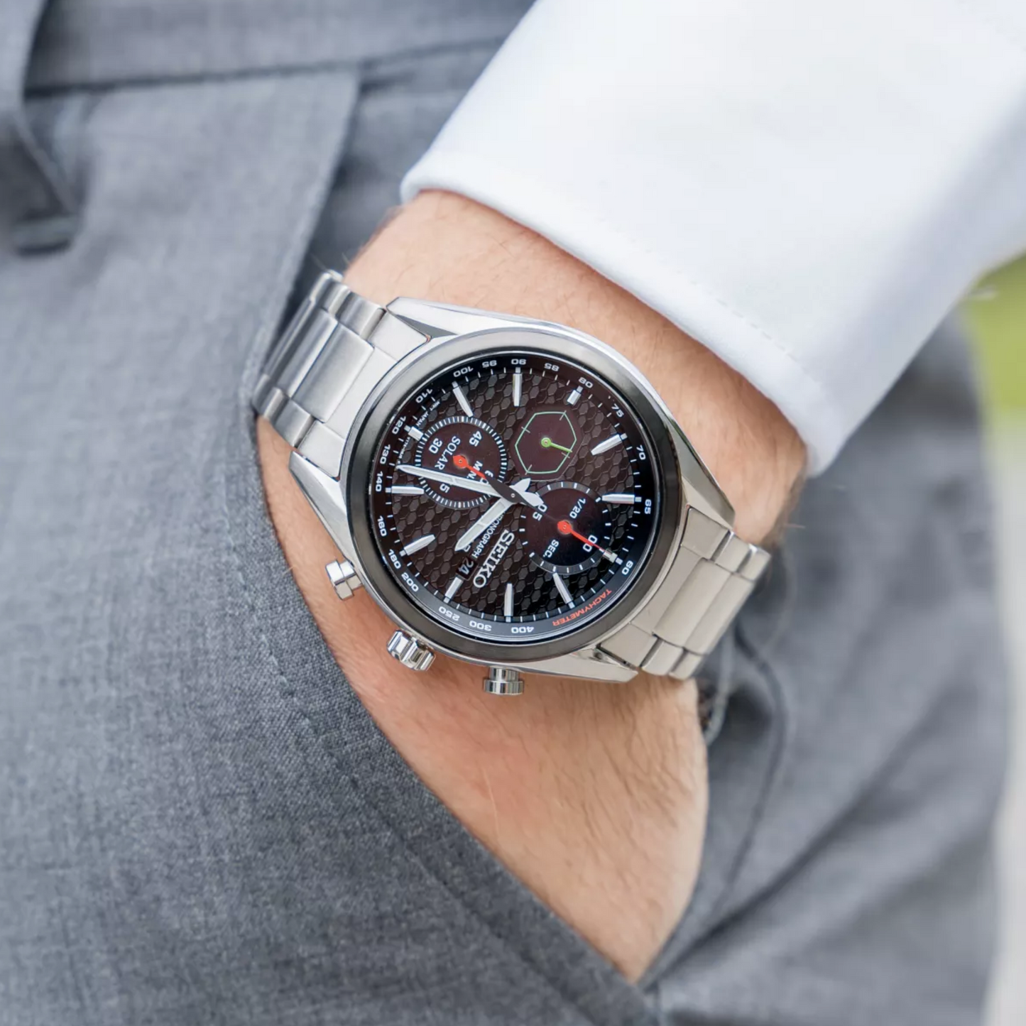 Seiko SPORT Uhr Quarz-Chronograph Silber