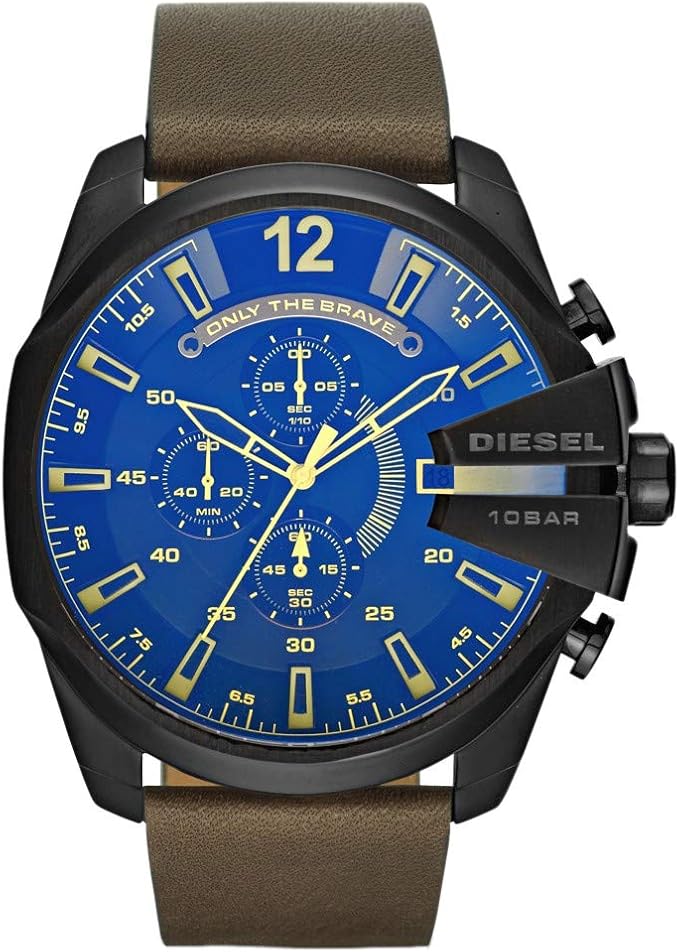 Diesel Herrenuhr Chronograph Mega Chief Leder braun
