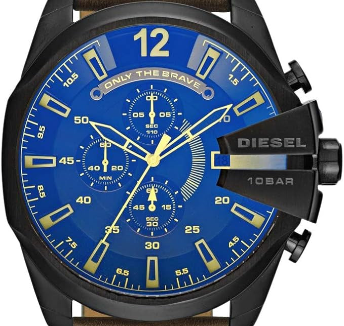 Diesel Herrenuhr Chronograph Mega Chief Leder braun