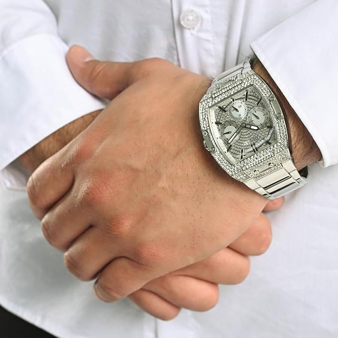Guess Tonneau Herren-Silberuhr