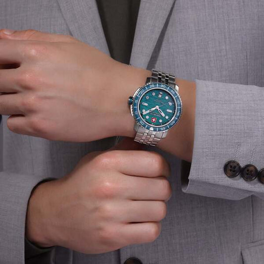 SWISS BLUE LAKE 44 MM STAINLESS STEEL