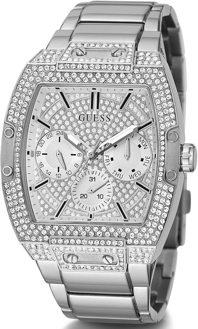Guess Tonneau Herren-Silberuhr
