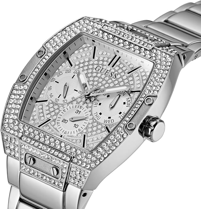 Guess Tonneau Herren-Silberuhr