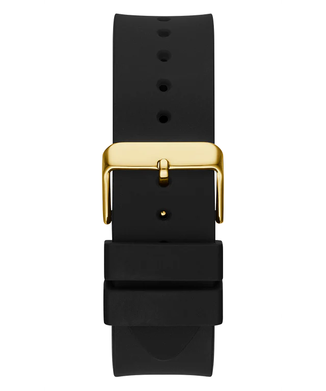 GUESS Mens Black Gold Tone Multi-function Watch