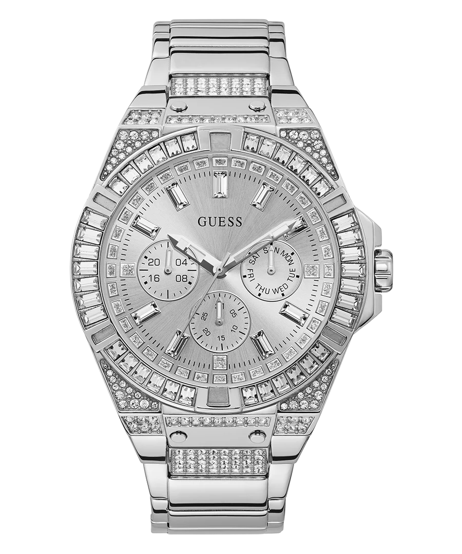 GUESS Mens Silver Tone Multi-function Watch