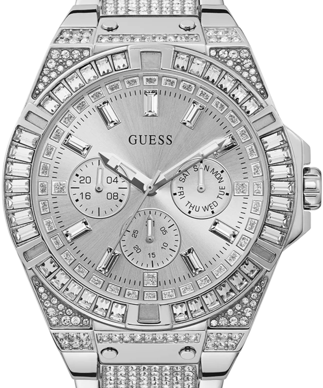 GUESS Mens Silver Tone Multi-function Watch