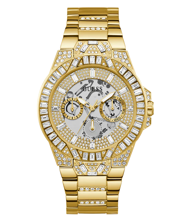 GUESS Mens Gold Tone Multi-function Watch