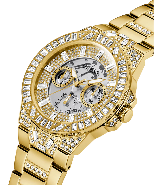 GUESS Mens Gold Tone Multi-function Watch