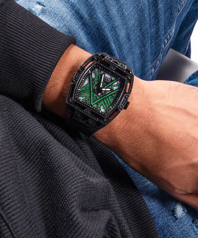 Guess Mens Black Analog Watch 44 mm
