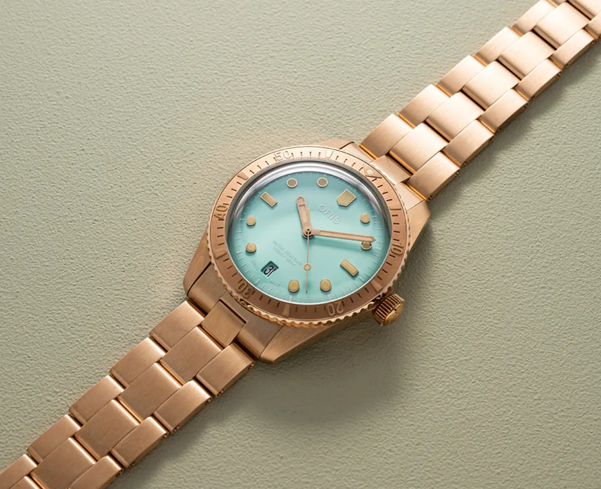 Oris Divers Sixty‑Five 'Cotton Candy' Edelstahlarmband (bronze)