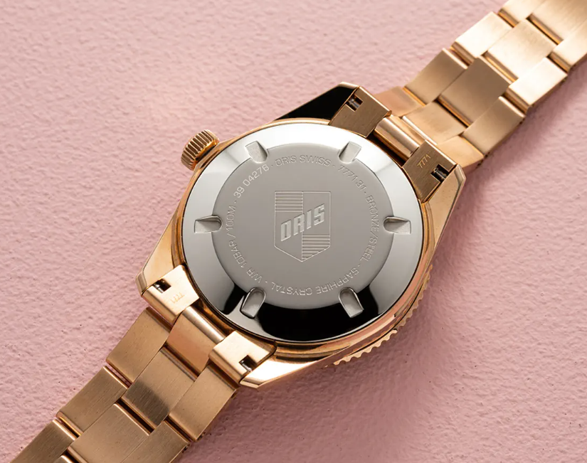 Oris Divers Sixty‑Five 'Cotton Candy' bronze Edelstahlarmband (Rot/Rosa)