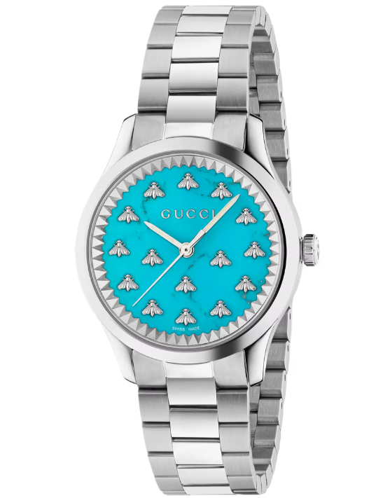 Gucci G-Timeless S Bee Blau Damenuhr 32 mm