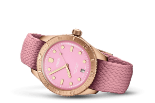 Oris Divers Sixty‑Five 'Cotton Candy' Textilarmband (Rot/Rosa) (bronze)