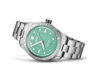 Oris Divers Sixty‑Five 'Cotton Candy' Edelstahlarmband (grün)