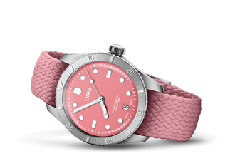 Oris Divers Sixty‑Five 'Cotton Candy' Textilarmband (Rot/Rosa)