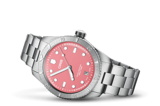 Oris Divers Sixty‑Five 'Cotton Candy' Edelstahlarmband (Rot/Rosa)