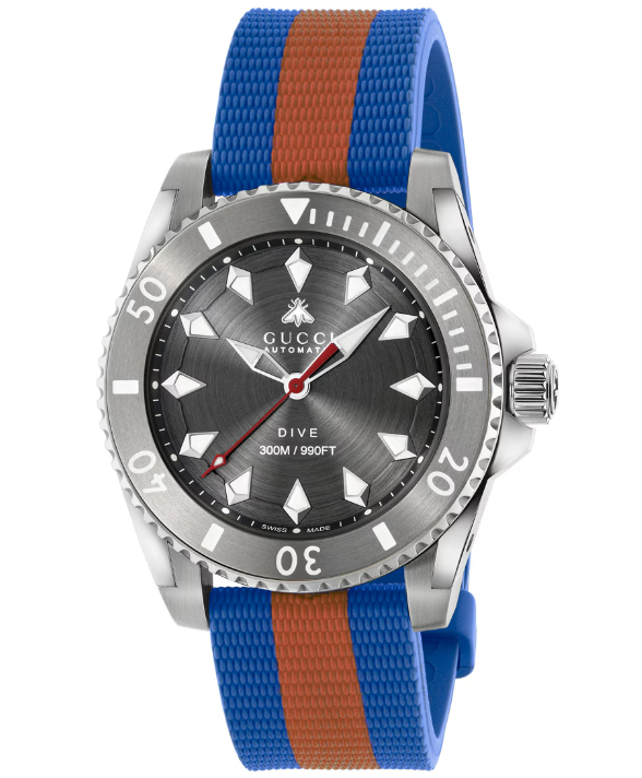 Gucci Dive L Automatic Blau / Orange Unisexuhr