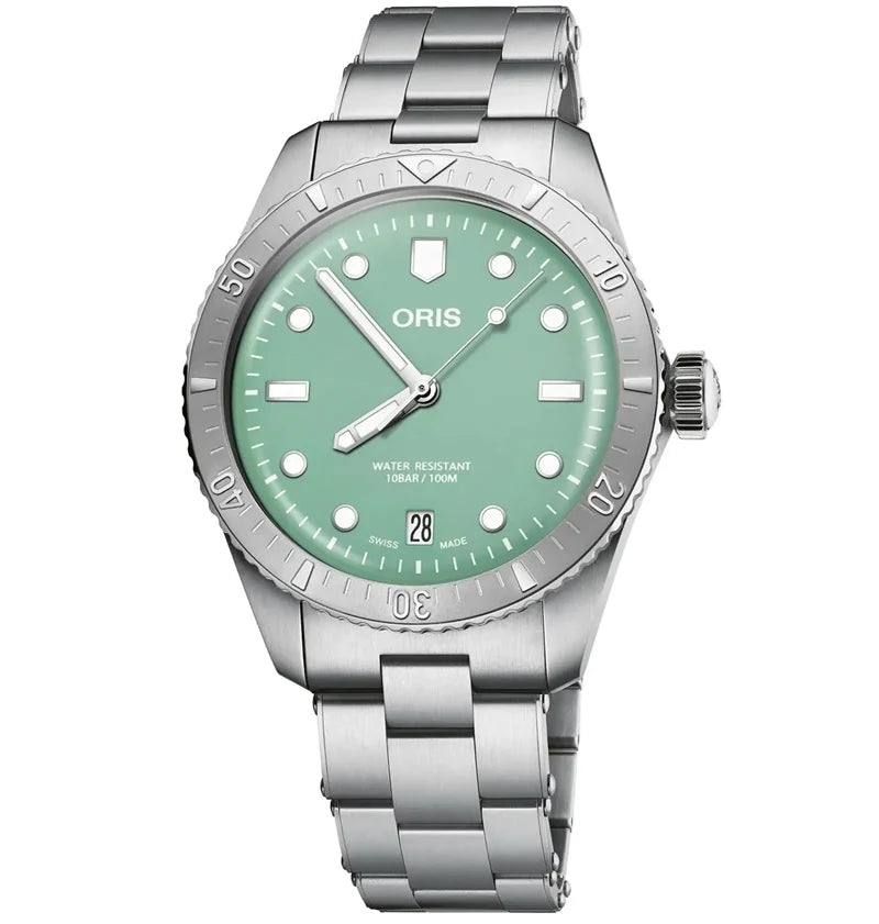 Oris Divers Sixty‑Five 'Cotton Candy' Edelstahlarmband (grün)