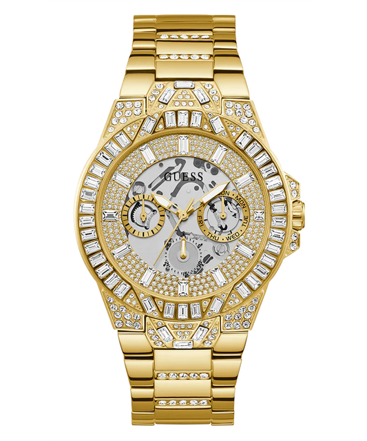 GUESS Mens Gold Tone Multi-function Watch