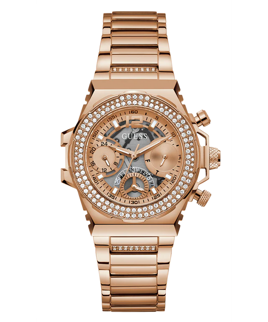 GUESS Ladies Rose Gold Tone Multi-function Watch