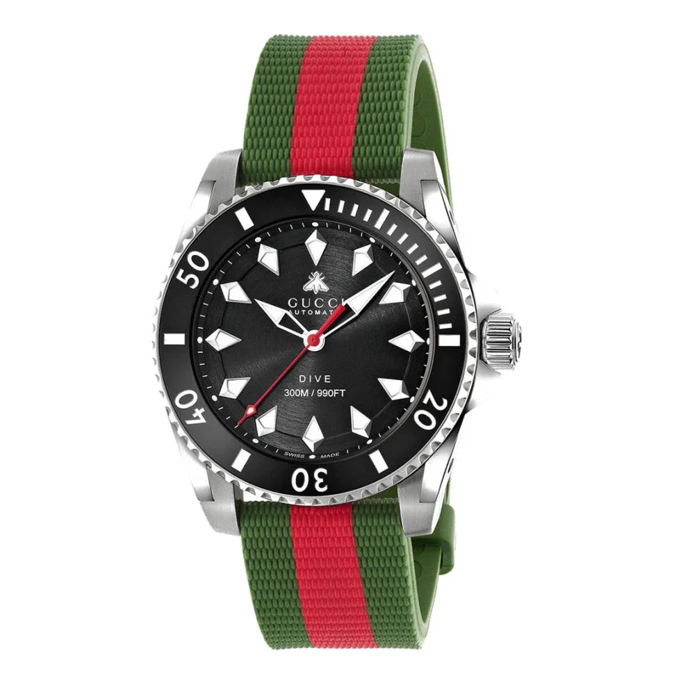 GUCCI Dive Automatik Edelstahl 40mm schwarzes Zifferblatt