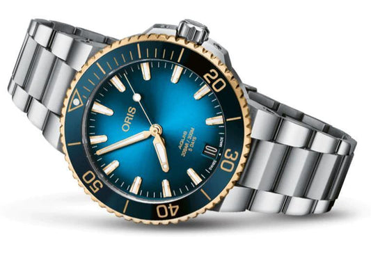 ORIS MOD. AQUIS DATE CALIBRE 400 Blau/Gold